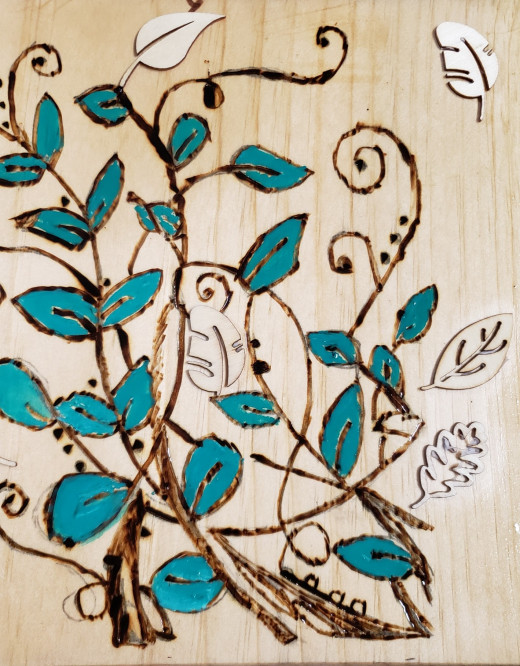 painted the leaves and stained it in cherry red