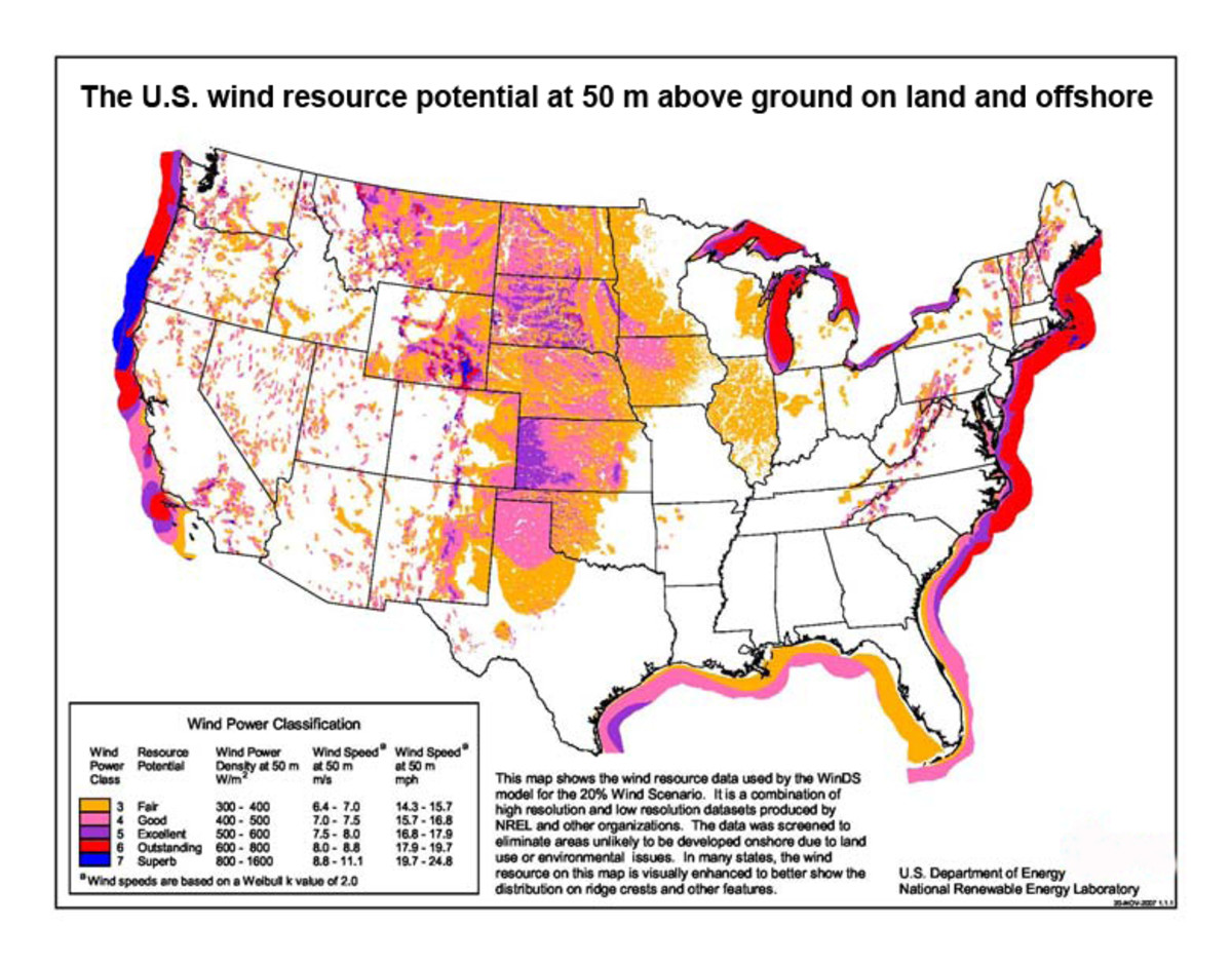 U.S. Department of Energy Wind Resource Map