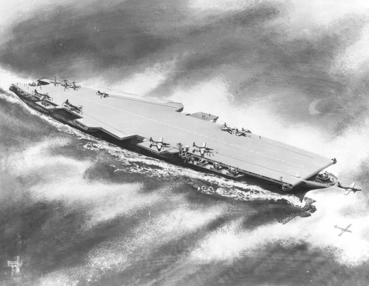 The United States-class aircraft carrier, at the heart of a major power struggle in the post-WW2 navy over which military service would dominate. 