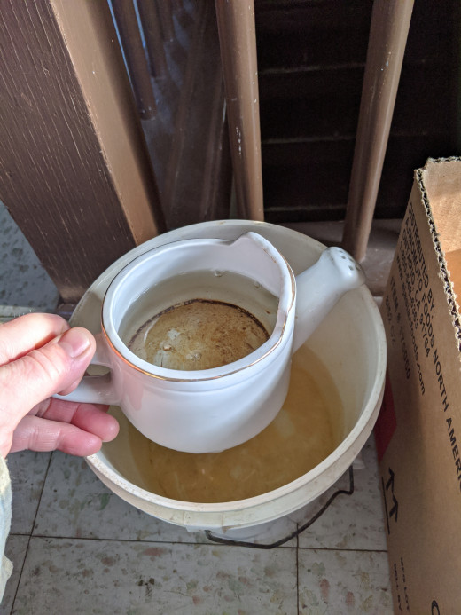 Bucket of room temperature water