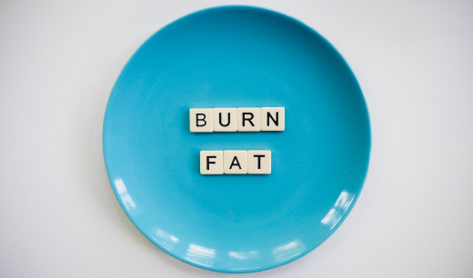 Burn Fat text on a blue plate