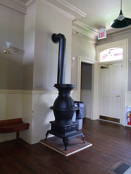 Pot-Bellied Stove in Hopewell, N.J., inside a train station.