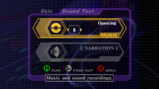 The sound test in Smash Bros Melee.