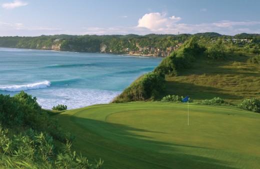 A pristine golf course by the sea