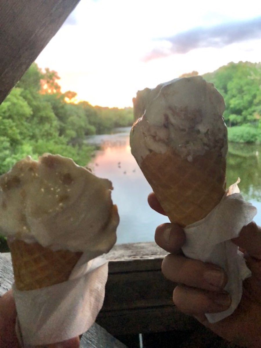 View From the Covered Bridge with Ice Cream From the Boathouse