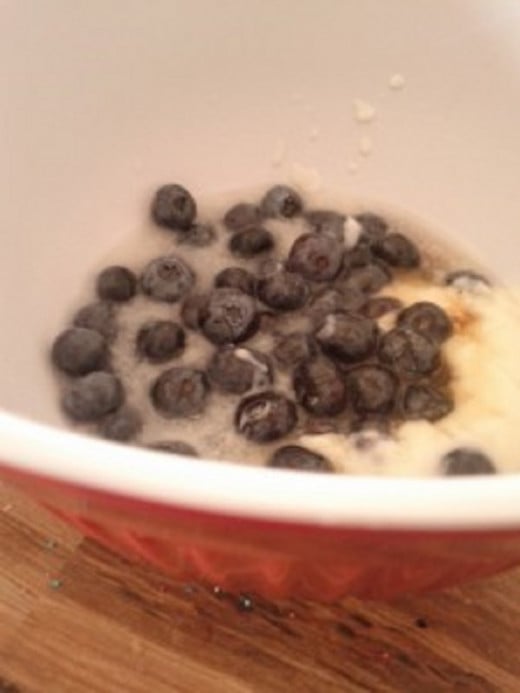 Combine blueberries, honey, yogurt, lemon juice, and water