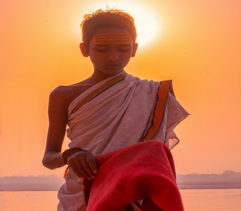Indian child as a brahmachari.