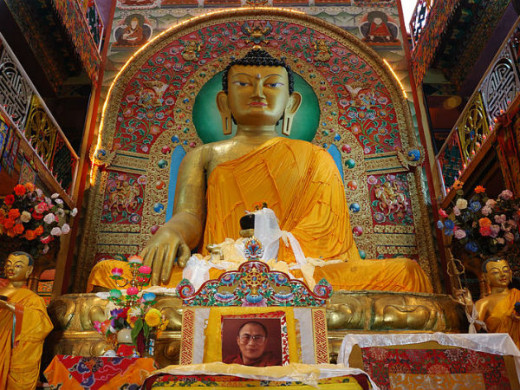 The 28  ft golden Statute of Lord Buddha