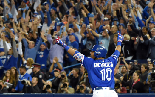Edwin Encarnacion hits a home run. 