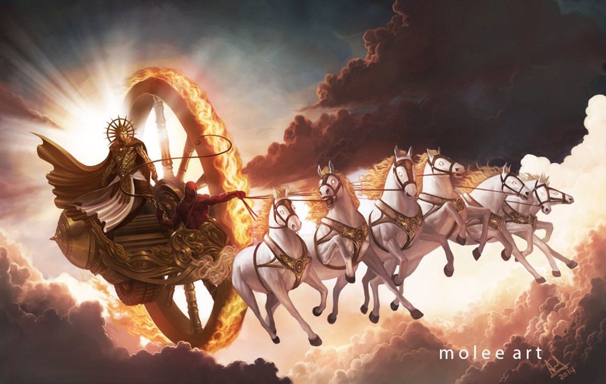 lord surya riding his vimaan