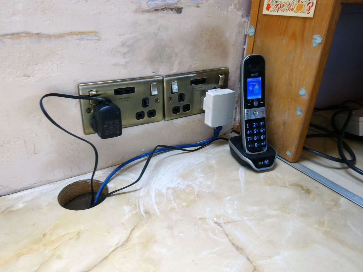 Everything placed back in place and the new sockets connected to the mains power