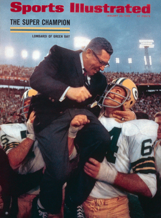 Vince Lombardi being hoisted After Winning Super Bowl I. 1968. 