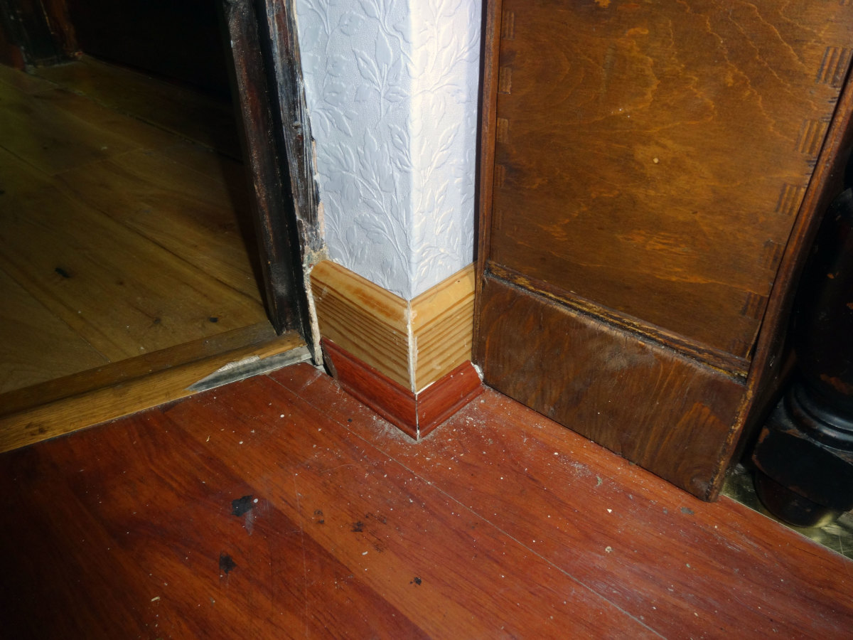 New skirting board cut to size and fitted