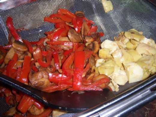 Sauteed Red Peppers, Mushrooms and Artichoke Hearts