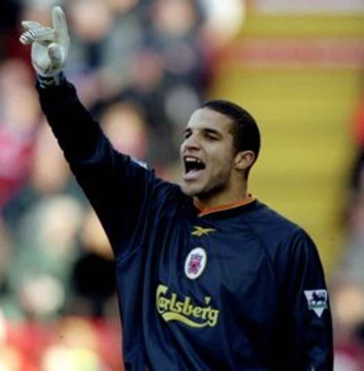 David James during a match with Liverpool FC. 
