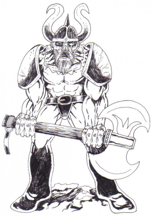 The warrior has been inked at this stage and it looks quite good. Warrior Inked Drawing by Wayne Tully Copyright  2010