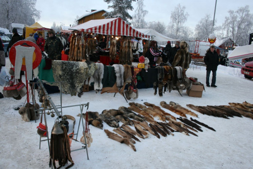 A Sami market in Scandinavia.