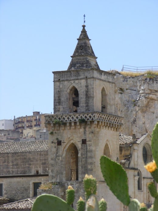 A church carved into the rock at Matera