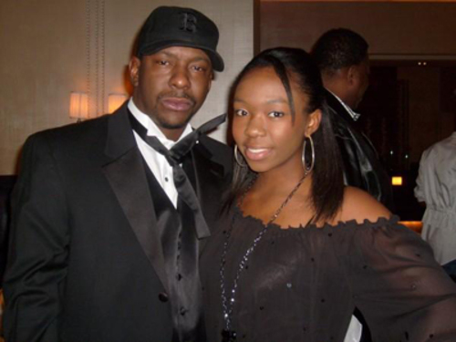 Oldest daughter Laprincia with her dad singer Bobby Brown  