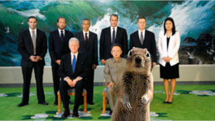 Yes that crazy crasher squirrel recently showed up in North Korea when President Clinton met with the North Korea President. What will the crasher Squirrel do next.