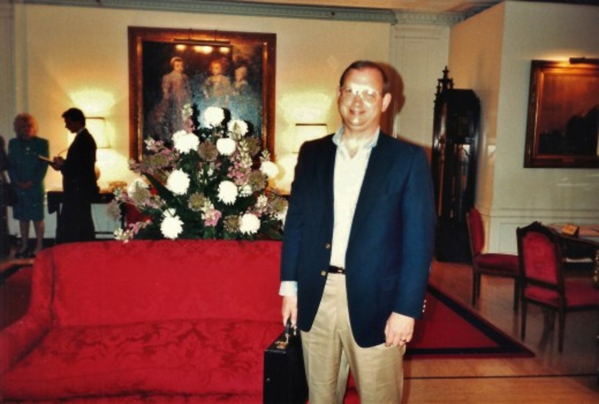 My hubby in the lobby of the Huntington Hotel