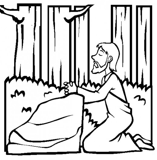 Bible Sunday School Stories Kids Coloring Pages with Free Colouring Pictures to Print  - Garden Gethsemane 