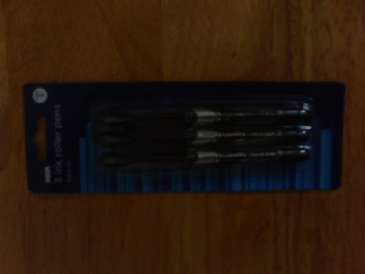 My preferred ink roller pens. and they are cheap from Asda(A Wallmart Owned Company!).