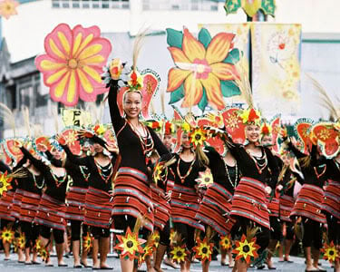 The Panagbenga street dancers flashing their colorful costumes with grace.