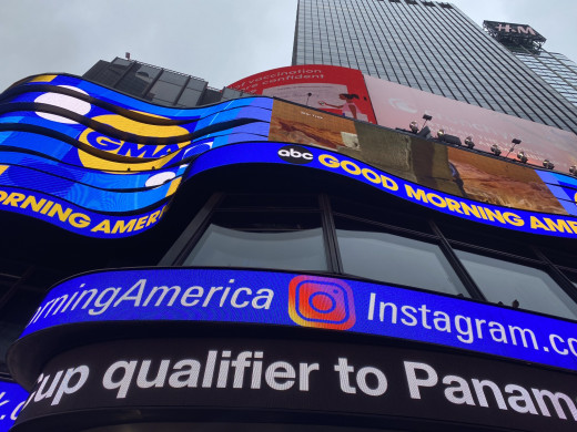 The sign outside of the studio for “Good Morning America”