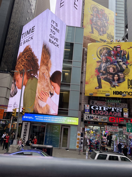 Billboards that were displayed in Times Square.