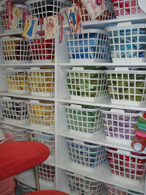 Baskets are the prefect way to store fabric and keep them clean