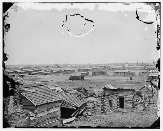 Centreville Confederate winter quarters, American Civil War (public domain). 