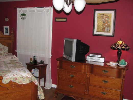 Also to the right of the room; moved the TV closer to the bed so we wouldn't wake the kids at night