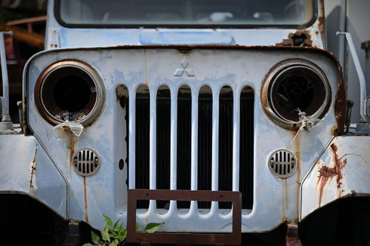 Maybe this jeep isn't really crying, but it does look like it is.  