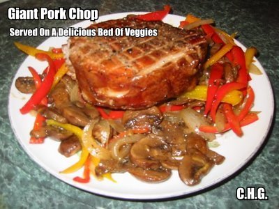 Serve your giant pork chops on a bed of delicious vegetables. The recipe for your vegetables is below. 