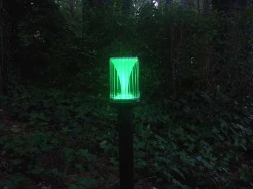 This is a solar powered Light that gives a little atmosphere.
