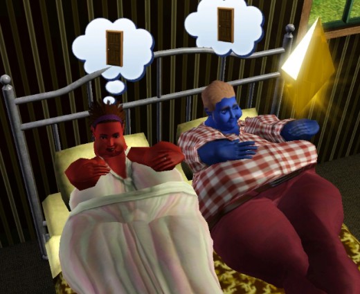 At least these Sims have some sort of reason to simply contemplate a door for hours on end...