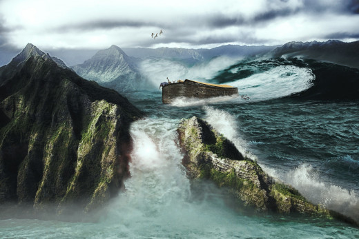 Noah's Ark navigating Flood Waters: Image by Ria Sopala from Pixabay