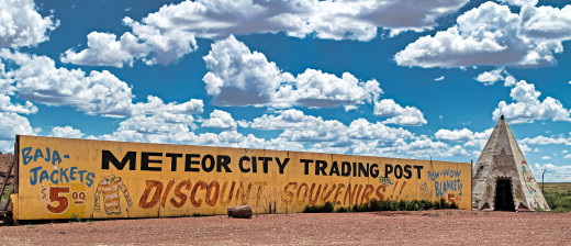 Meteor City, an abandoned trading post near Winslow, Arizona, is a reminder of Arizona's kitschy, weird, and expansive landscapes.