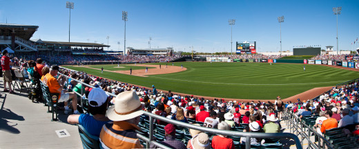 Surprise Stadium hosts the Texas Rangers major league baseball team in February and March for spring training.