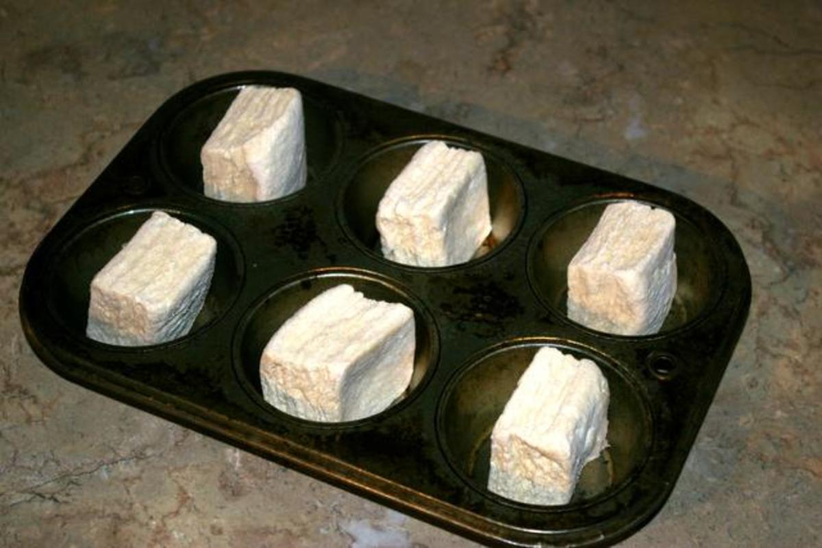 Raw square biscuits.