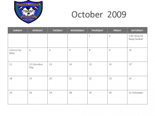 October Calendar