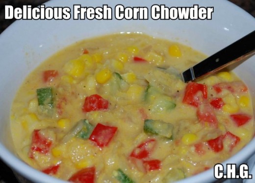 One of my favorite soups is fresh corn chowder. Be sure you use fresh corn off the cob for this recipe.