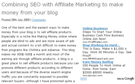 Adsense block inside the post
