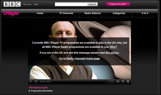 If you are outside the UK, this is probably what you'll see from BBC Iplayer.