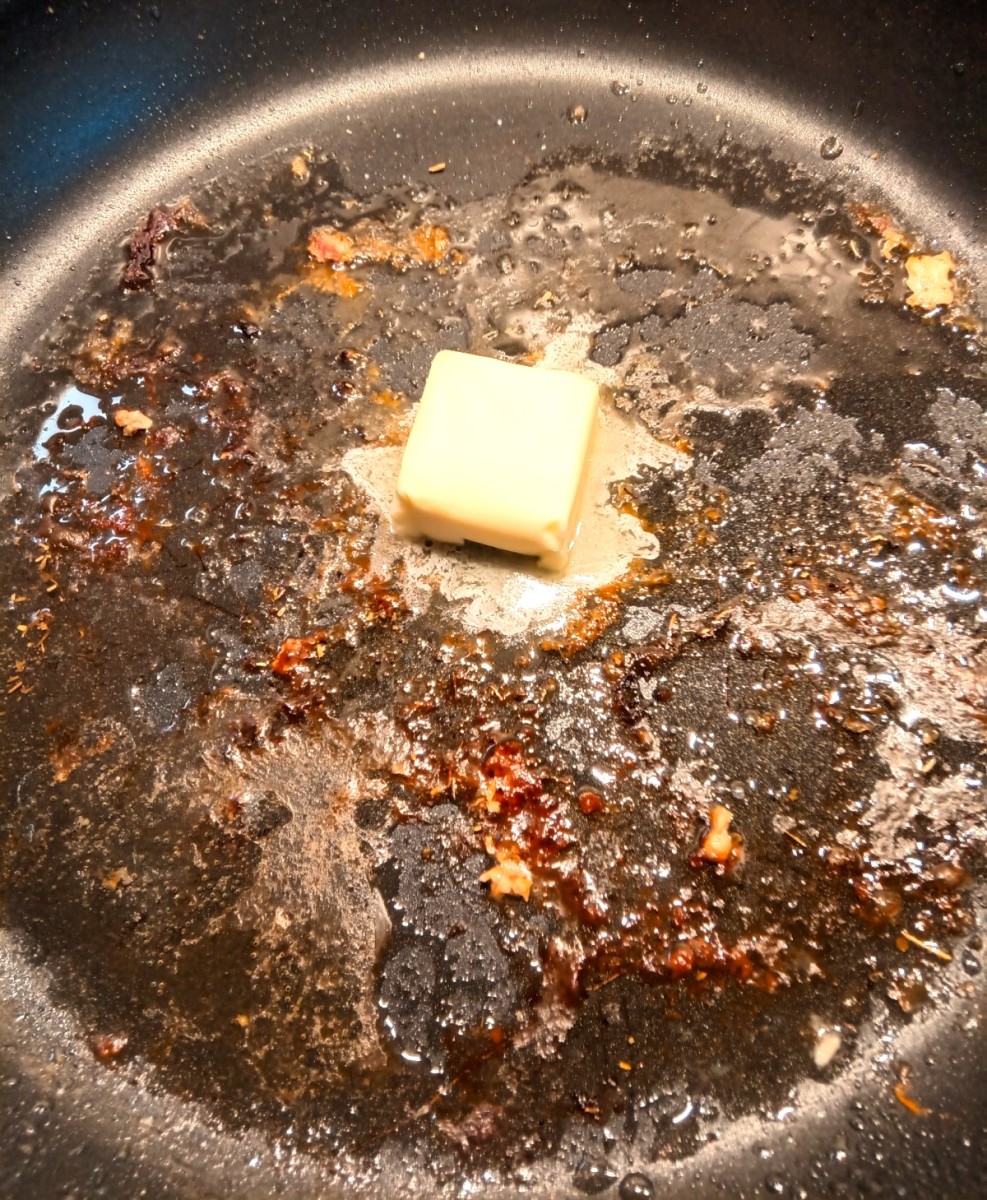 Butter and fond in the saute pan