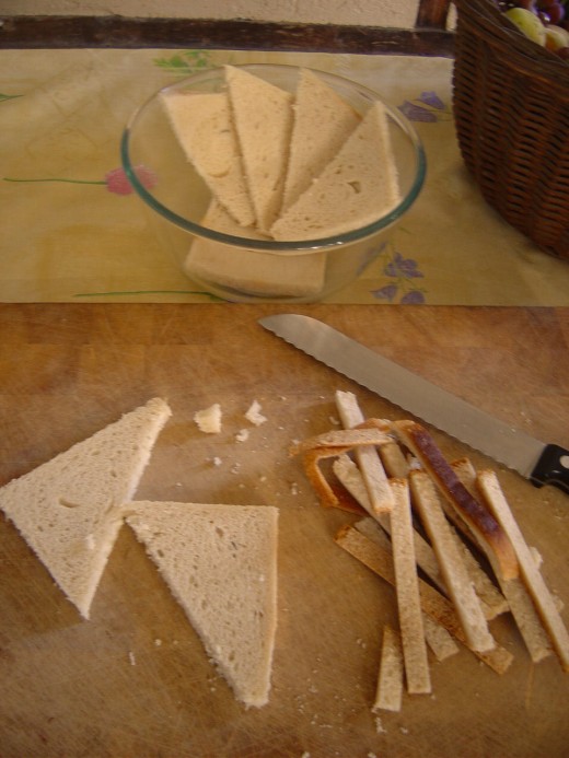 I cut mine into triangles