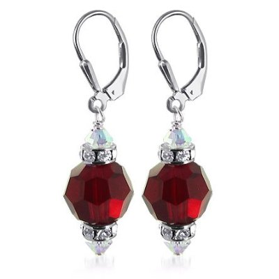 Garnet dangle earrings with Swarovksi crystals