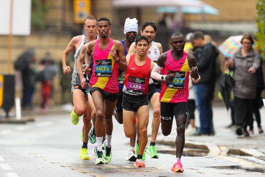 Marathon runners keeping their pace.