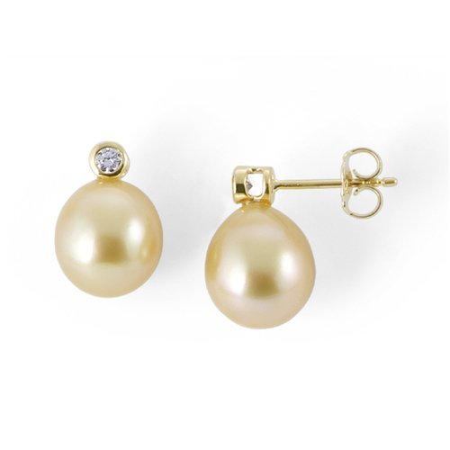 Pearl drop earrings with diamonds